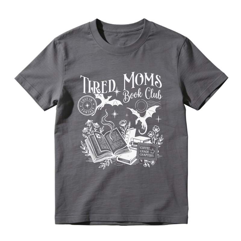 Wardrobecart Tired Moms Book Club With Open Book Bat Moon And Flowers Design Unisex Classic T-shirt