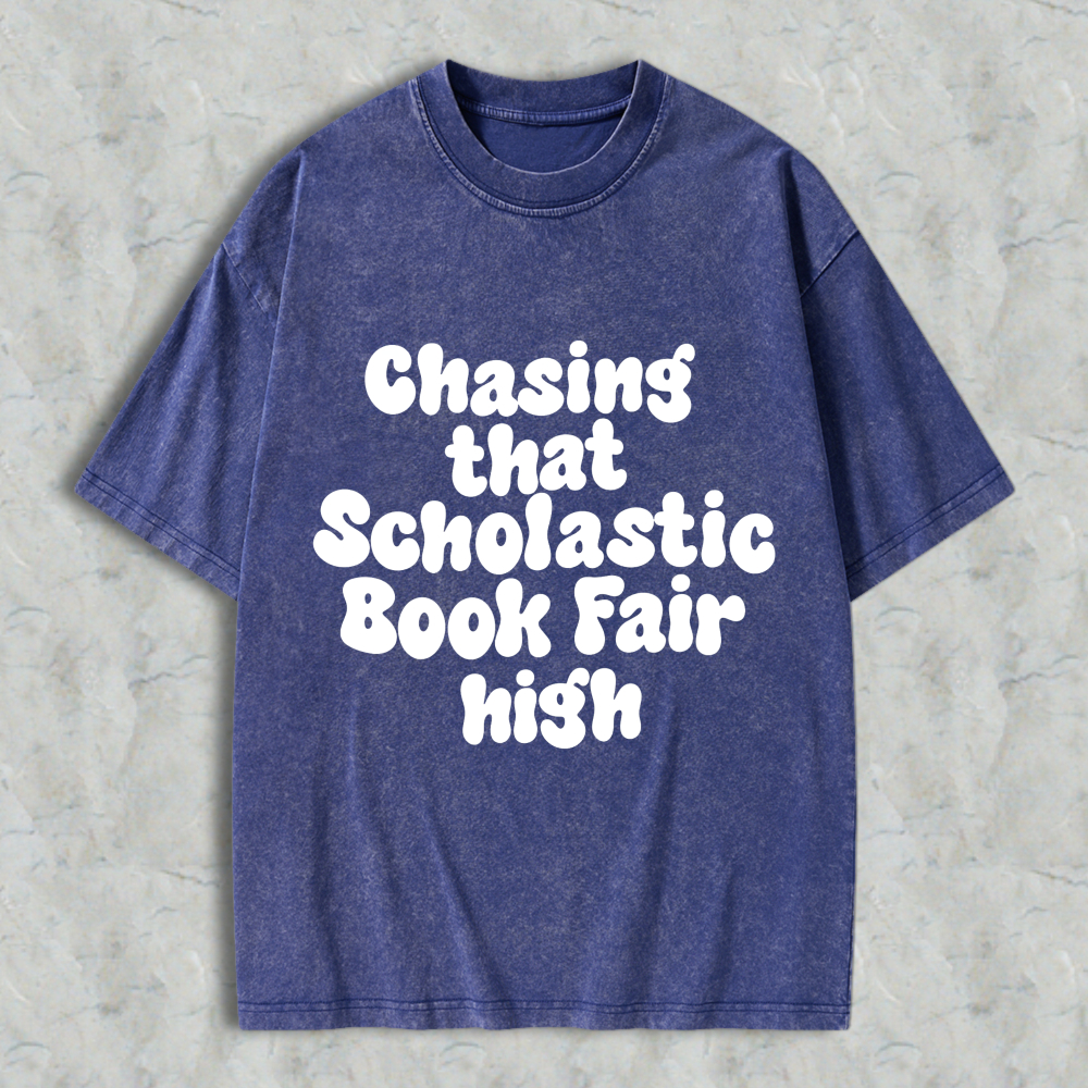 Wardrobecart Chasing That Scholastic Book Fair High Unisex Washed T-shirt