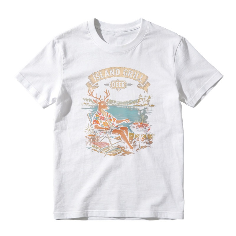Island Grill Deer Camping Scene Unisex Classic T-shirt