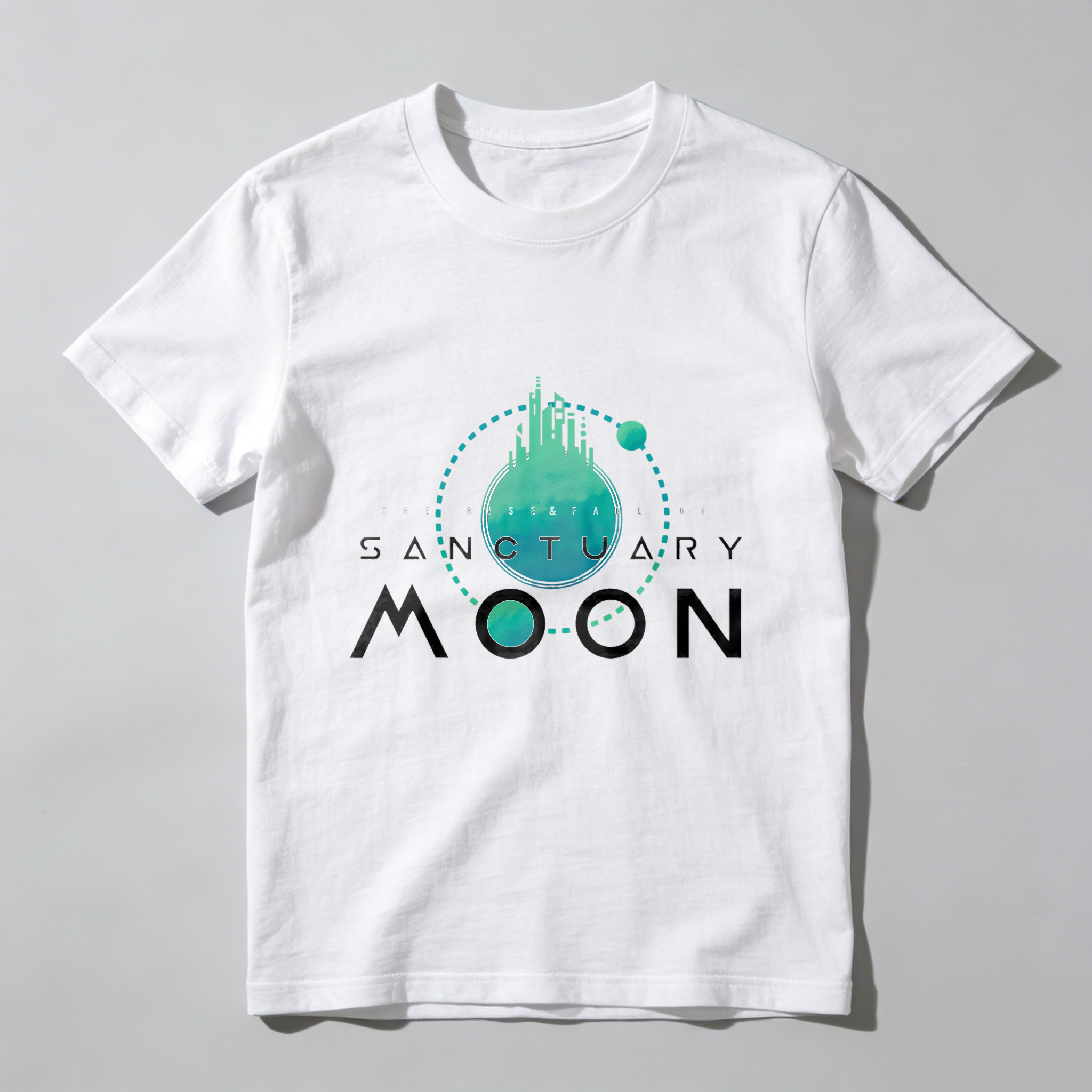 Wardrobecart Sanctuary Moon Planet Design With Cityscape tshirt