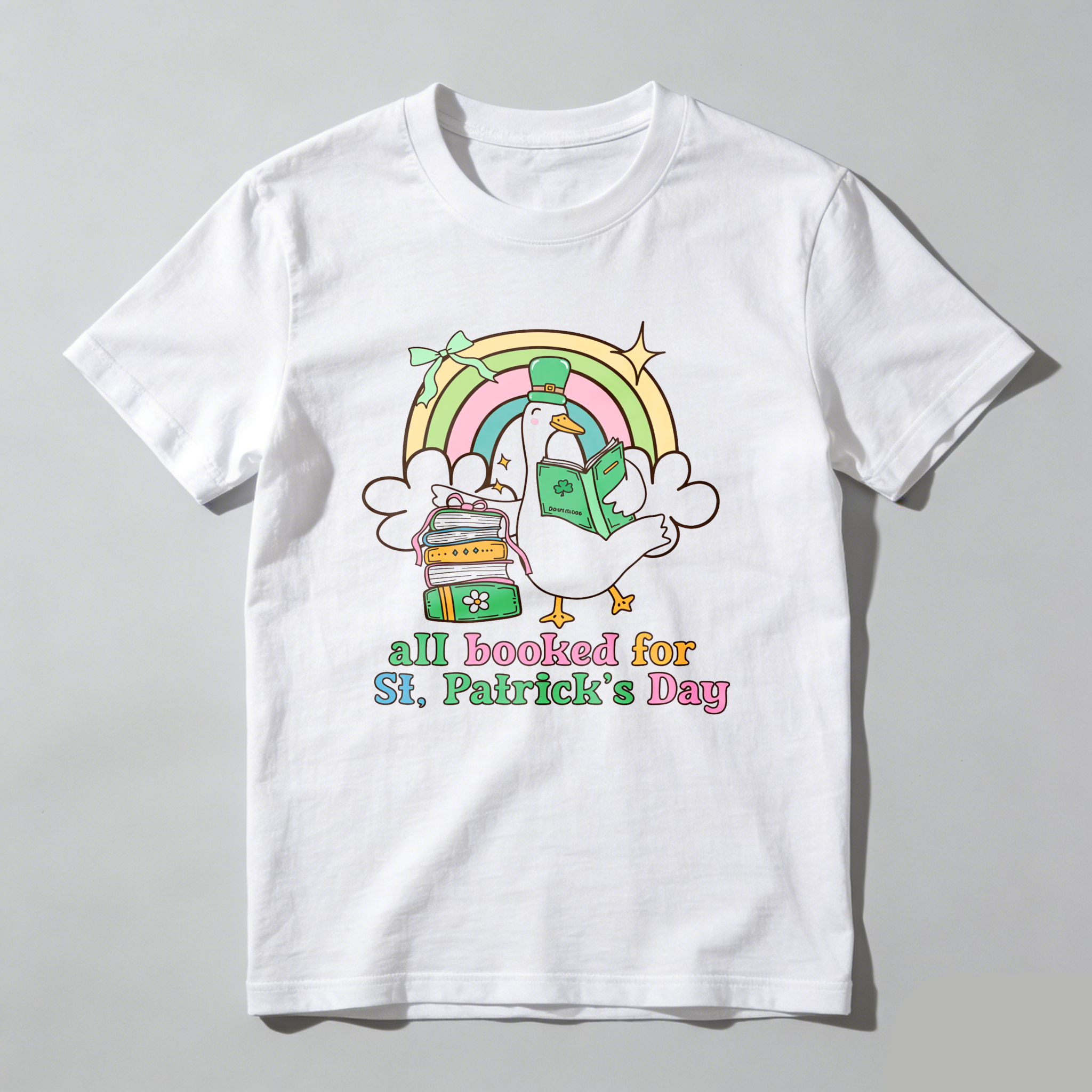 WardrobecartRainbow Duck Book Bag Shamrock tshirt