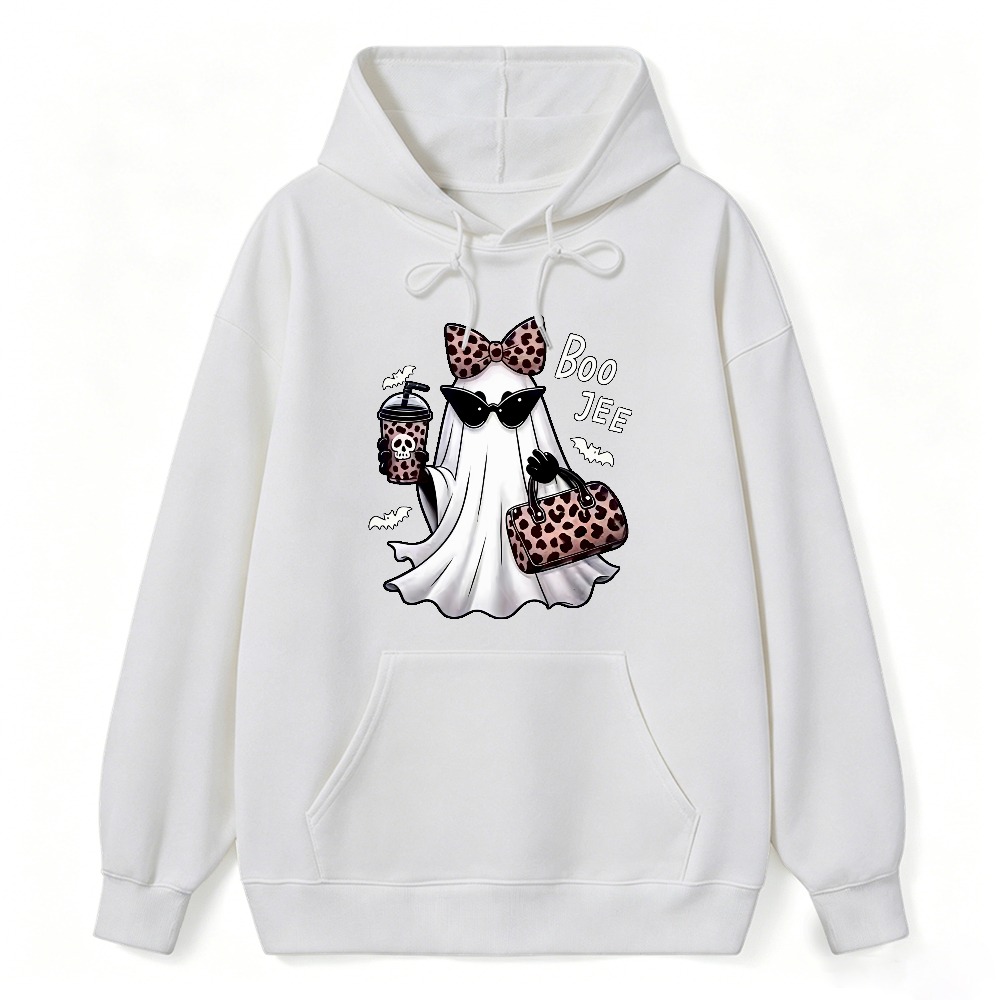 Leopard Bow Sunglasses Ghost Boo Jee Halloween Hoodie