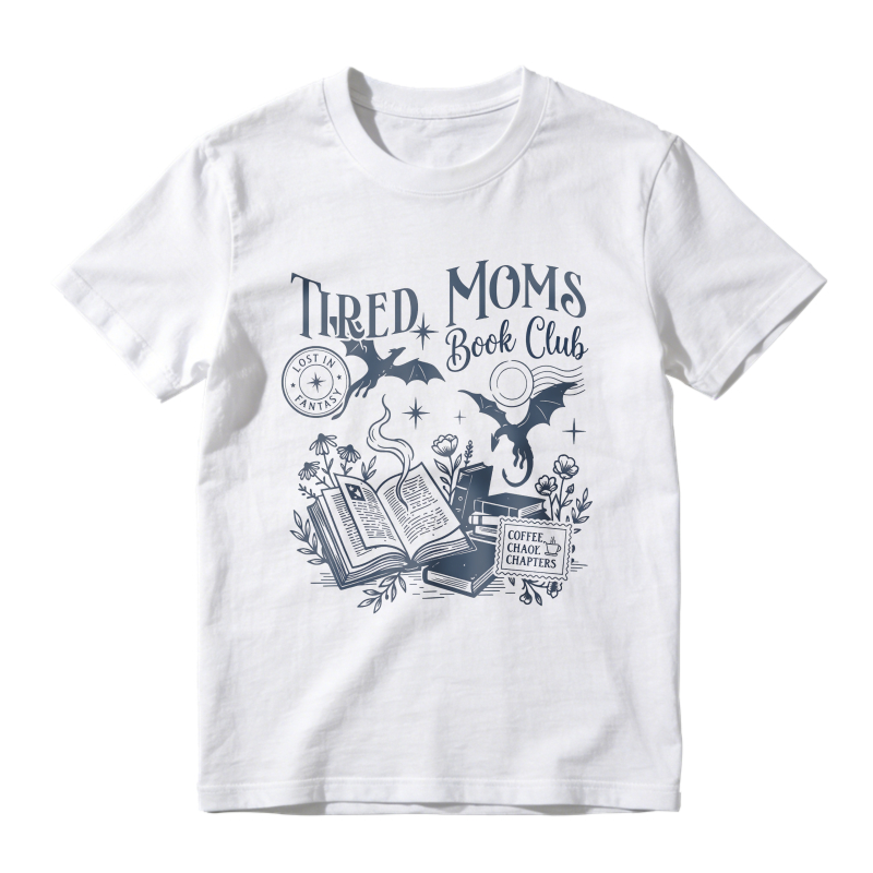 Wardrobecart Tired Moms Book Club With Open Book Bat Moon And Flowers Design Unisex Classic T-shirt