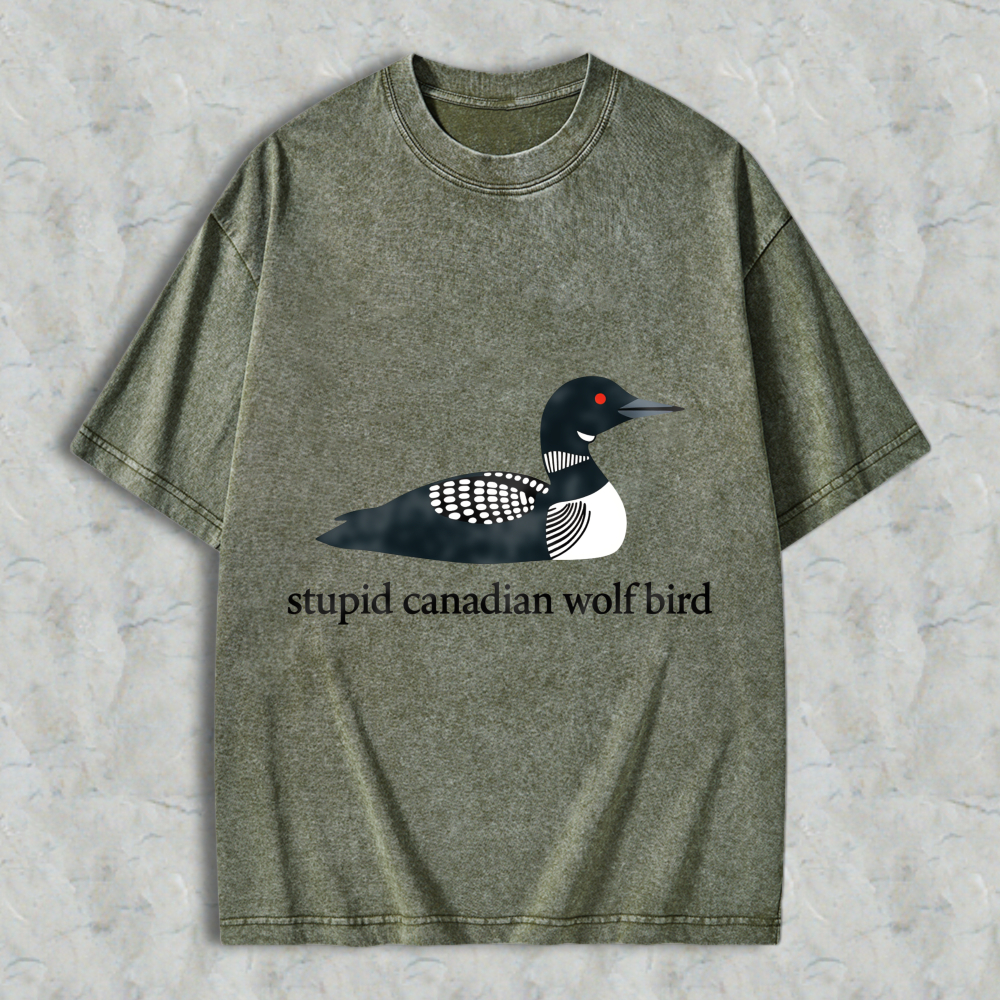 Wardrobecart Loon Bird Design Unisex Washed T-shirt