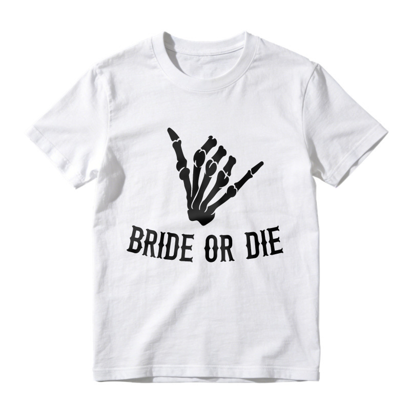 Skeleton Hand Rock Sign Bride Or Die Unisex Classic T-shirt