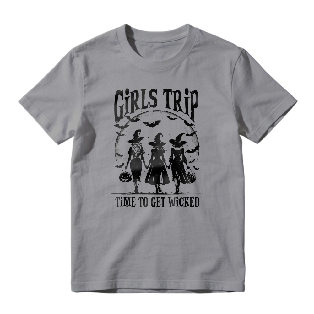 Girls Trip Time To Get Wicked Halloween Witches Moon Bats Unisex Classic T-shirt
