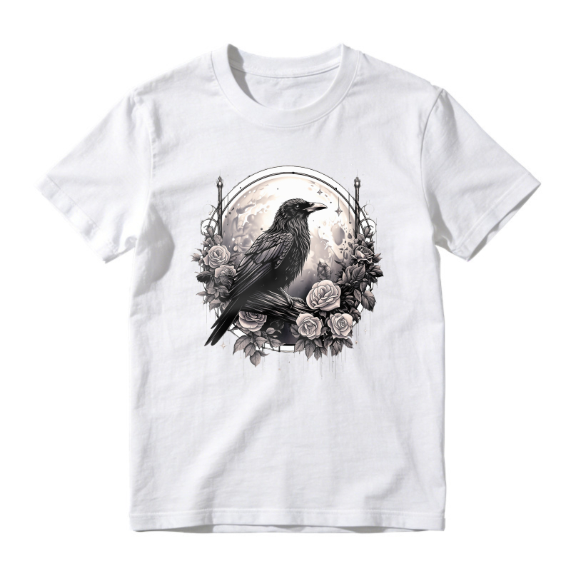 Raven And Roses Moon Gothic Art, Unisex Classic T-shirt