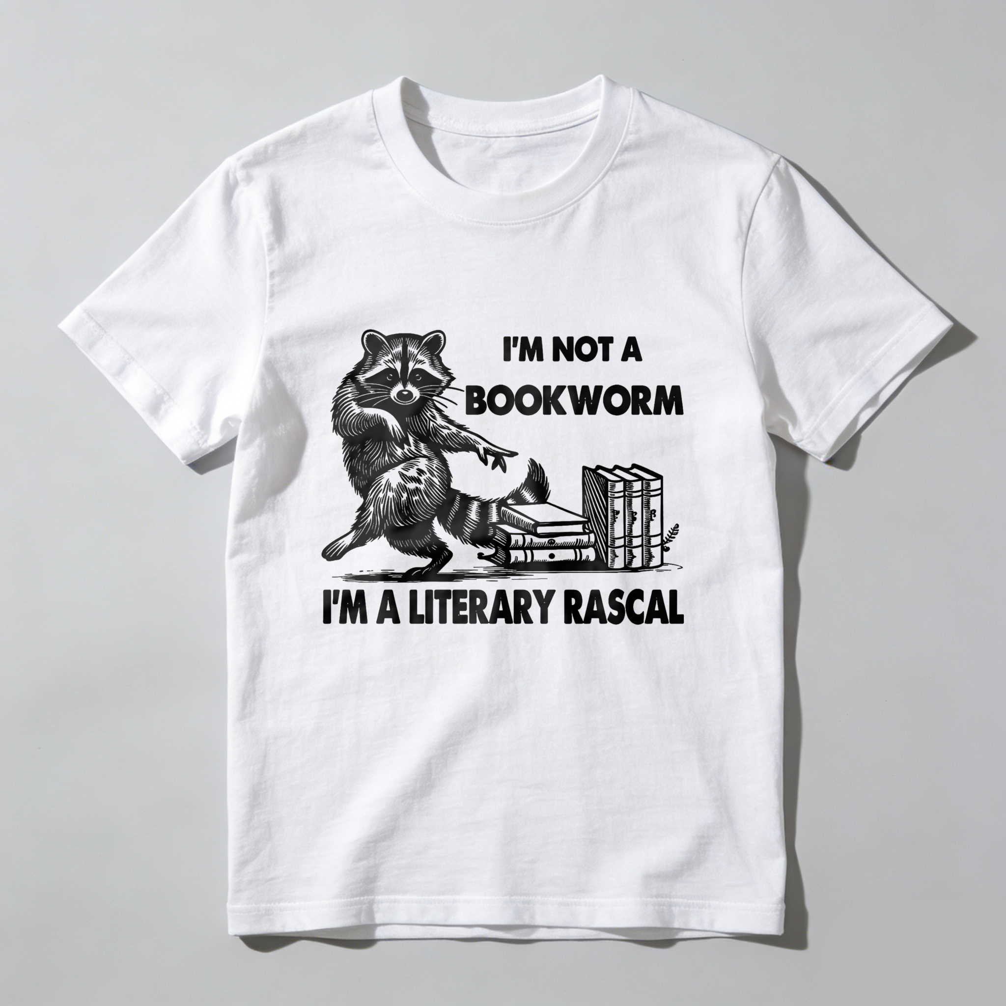 Wardrobecart Raccoon Reading Books With Text tshirt