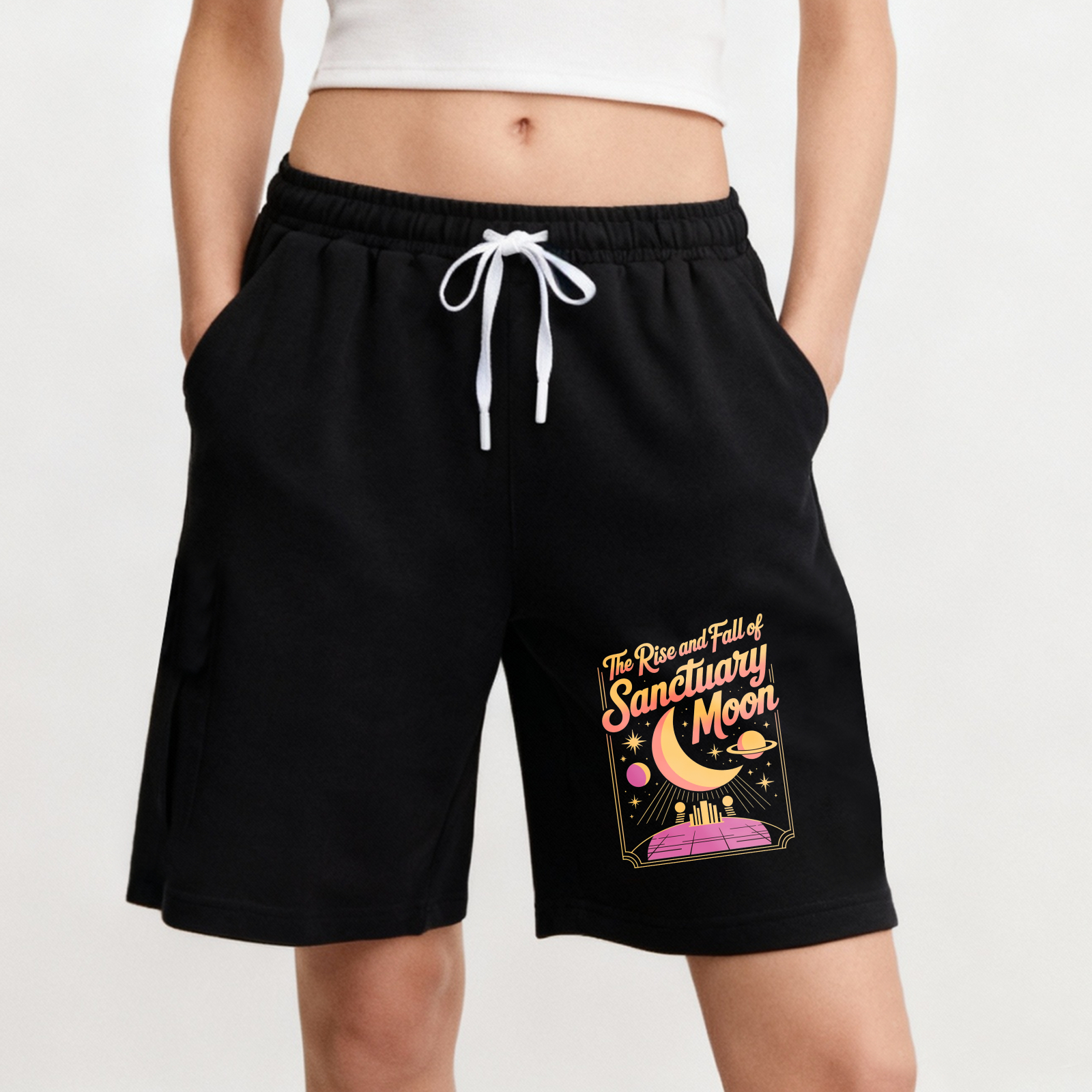 Wardrobecart The Rise And Fall Of Sanctuary Moon Graphic Shorts