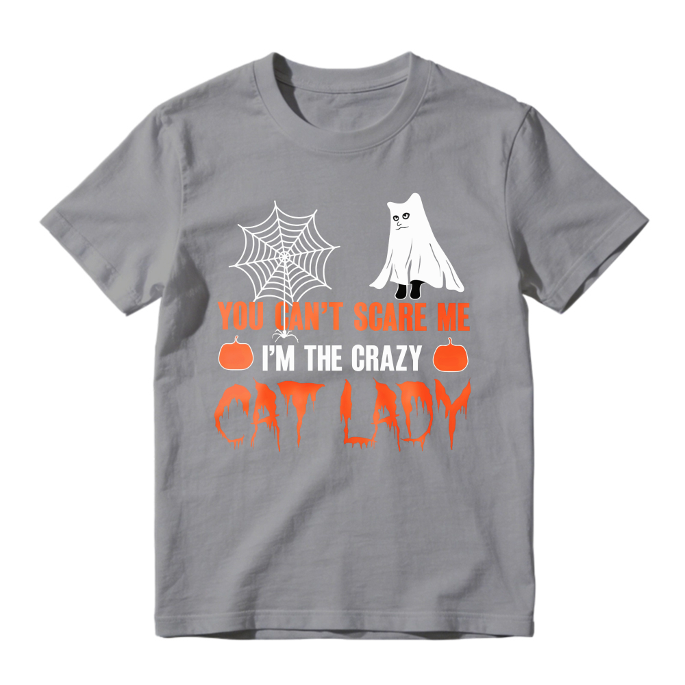 You Cant Scare Me Im The Crazy Cat Lady Halloween Ghost Spider Web Unisex Classic T-shirt