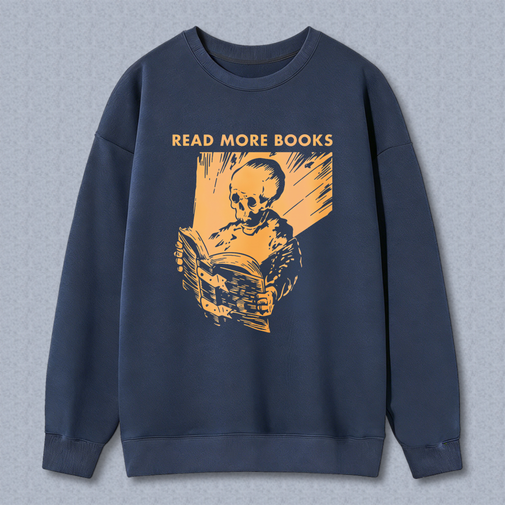 Wardrobecart Read More Books Skeleton Reading Book Pattern Unisex Classic Sweatshirt