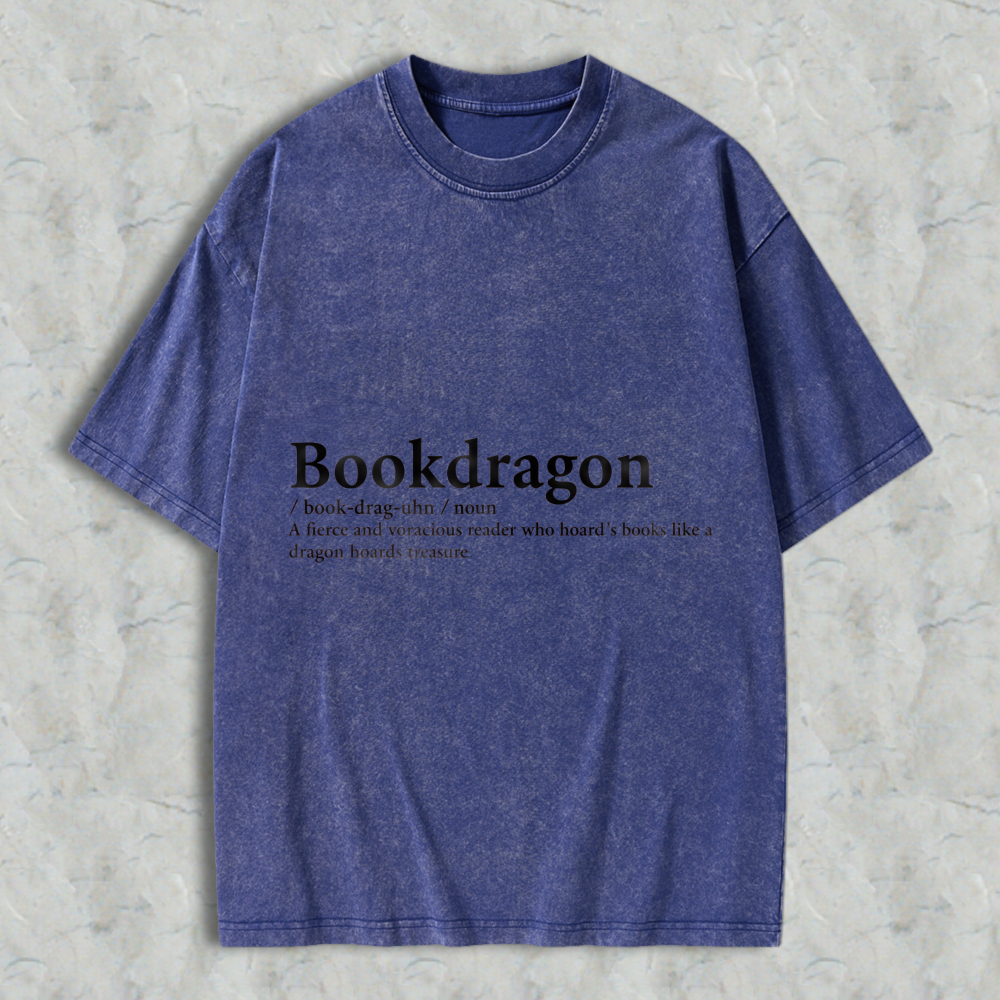 Wardrobecart Bookdragon Definition Unisex Washed T-shirt