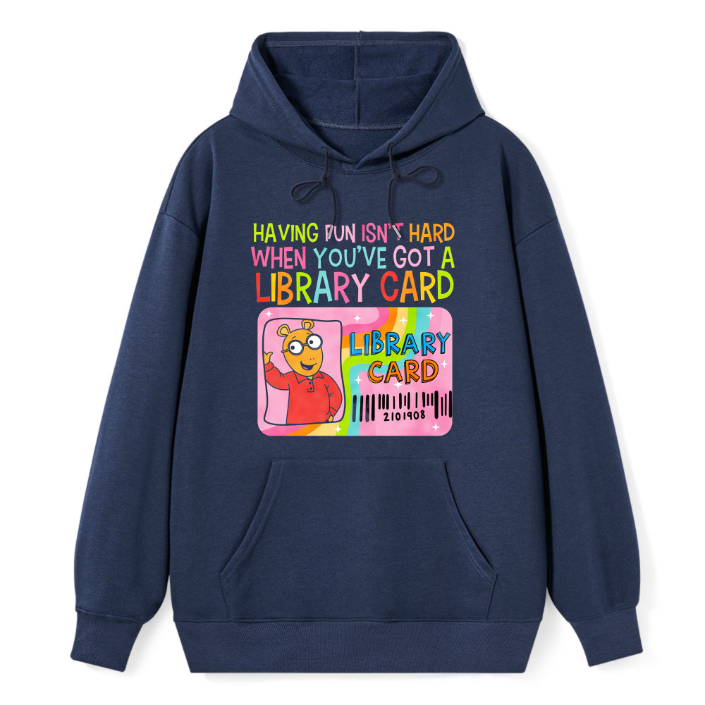 Wardrobecart Library Card Fun Quote With Cartoon Character Unisex Classic Hoodie