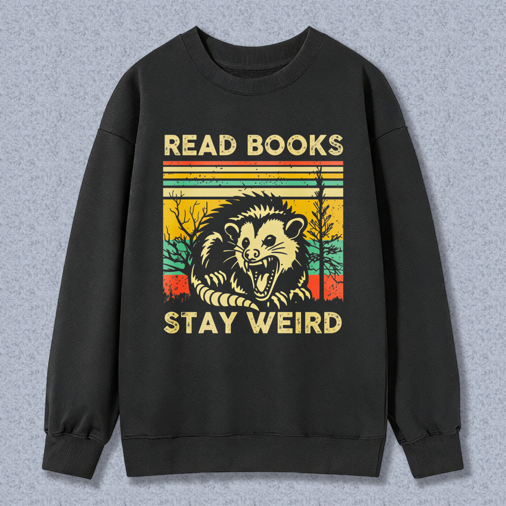 Wardrobecart Read Books Stay Weird Dragon Design Unisex Classic Sweatshirt