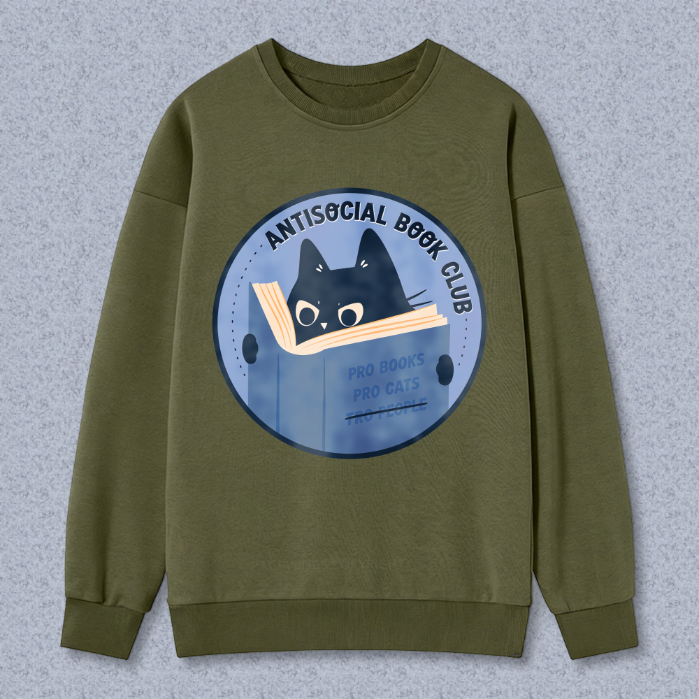 Wardrobecart Antisocial Book Club Cat Reading Book Pro Books Pro Cats Unisex Classic Sweatshirt
