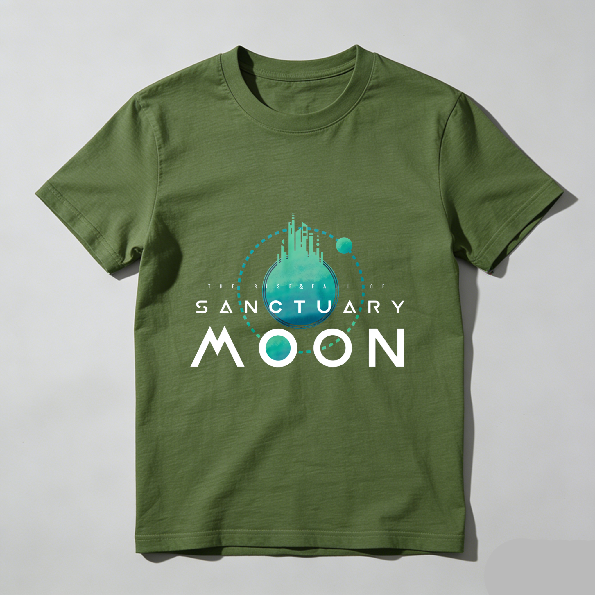 Wardrobecart Sanctuary Moon Planet Design With Cityscape tshirt
