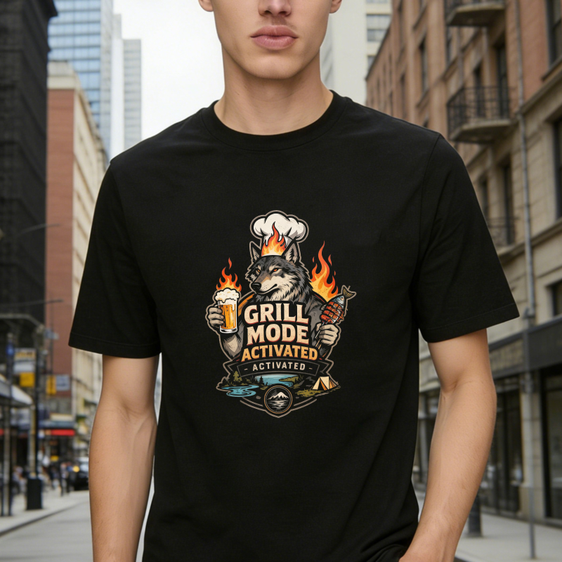 Wolf Chef Grill Mode Activated With Beer And Skewer Unisex Classic T-shirt