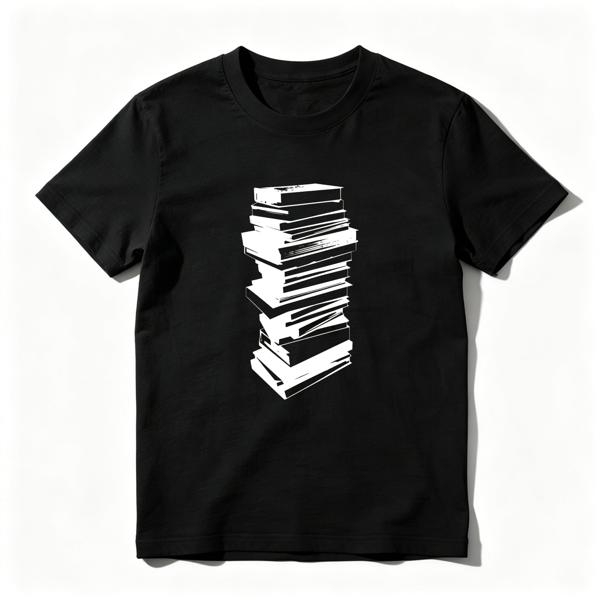 Wardrobecart Stacked Books Graphic Design Print Tshirt