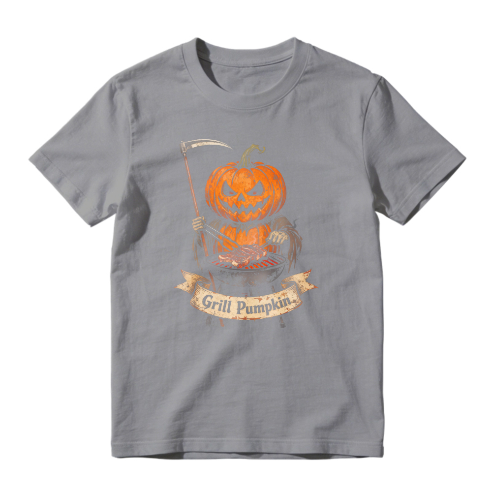 Grill Pumpkin Halloween Skeleton Reaper Barbecue Unisex Classic T-shirt