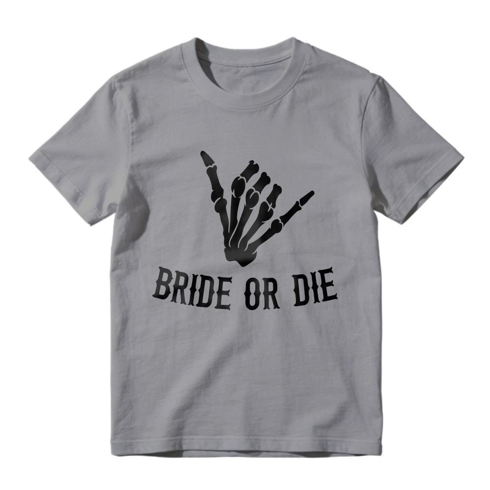 Skeleton Hand Rock Sign Bride Or Die Unisex Classic T-shirt