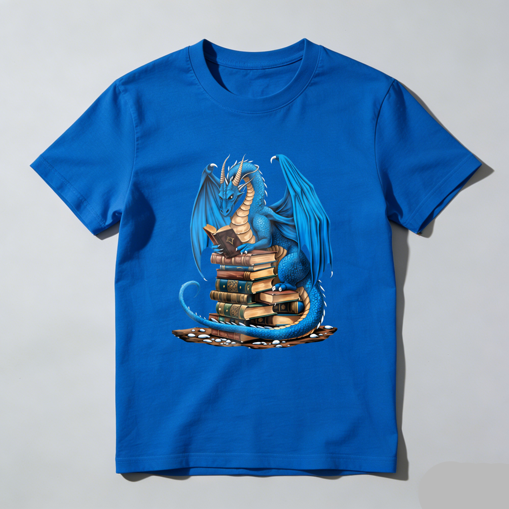 Wardrobecart Blue Dragon Reading Books Stack Tshirt