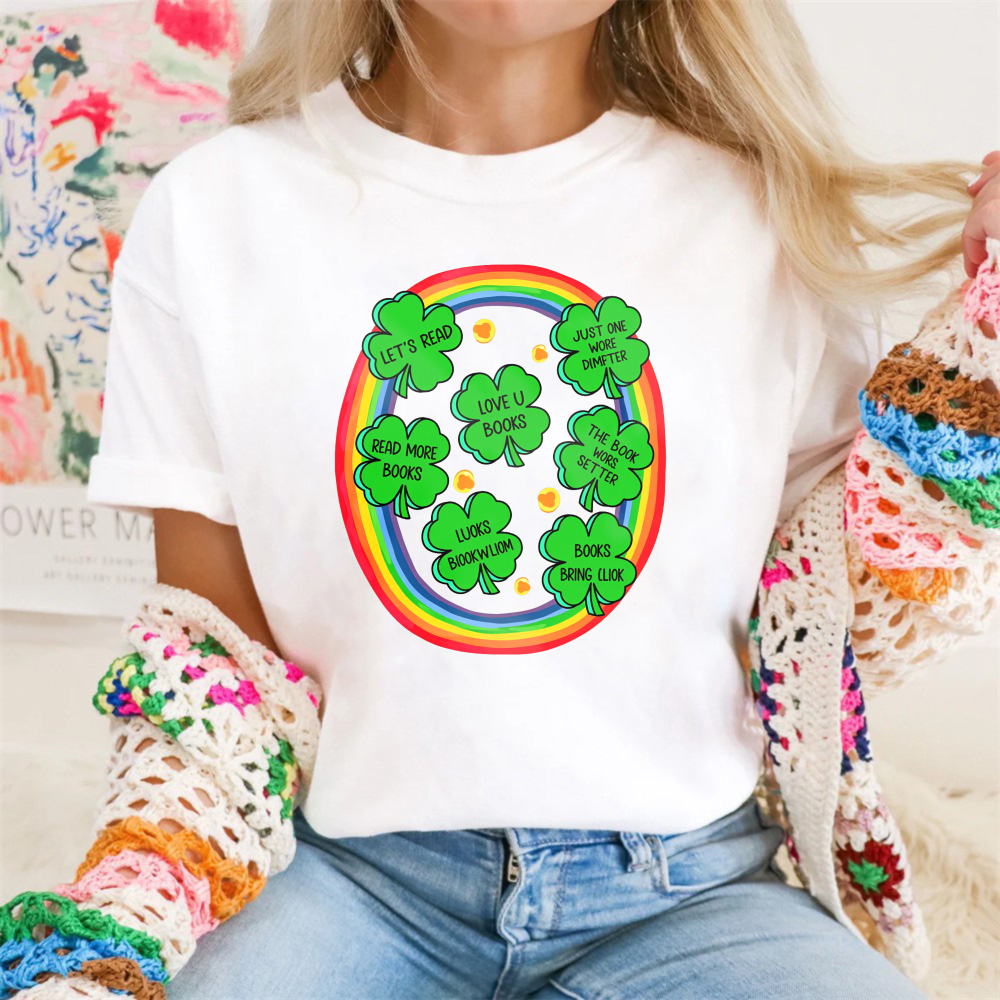 Wardrobecart Rainbow Clover With Messages Inside tshirt