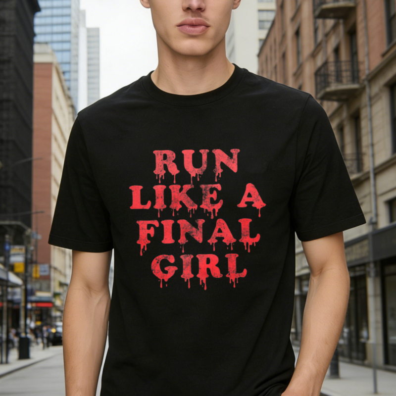 Run Like A Final Girl Horror Movie Quote Graphic T-shirt