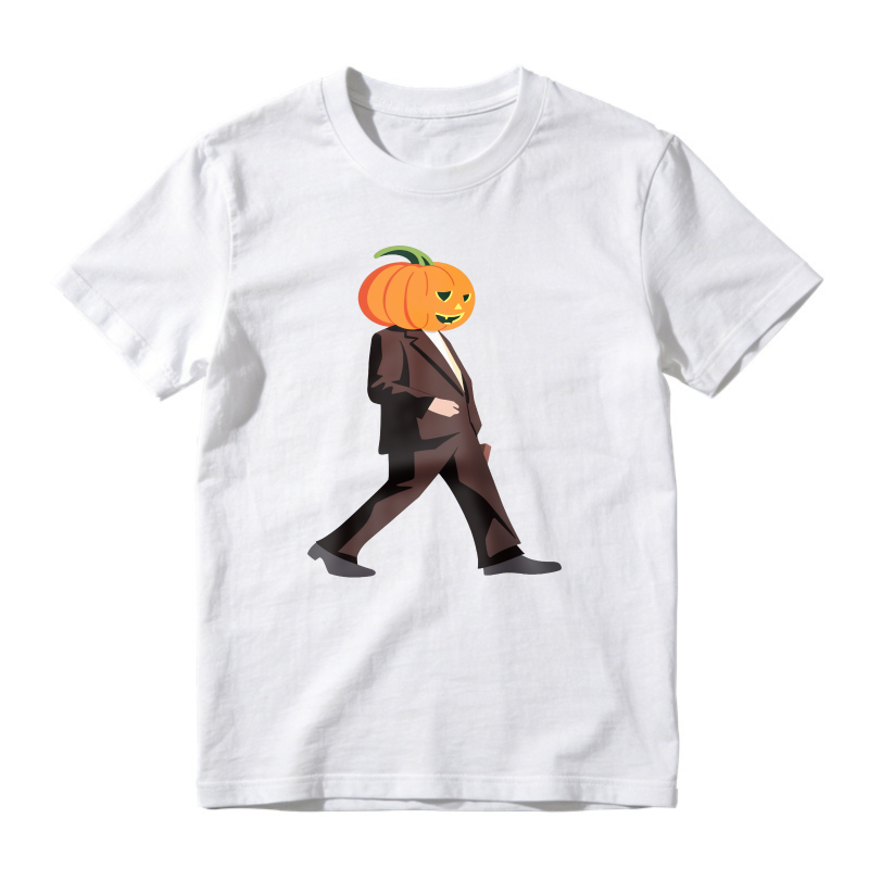 Pumpkin Head Man In Suit Walking, Unisex Classic T-shirt