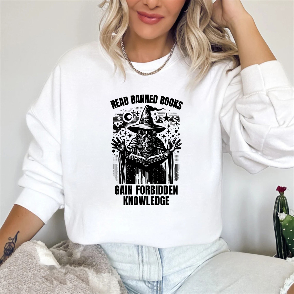 Wardrobecart Read Banned Books Gain Forbidden Knowledge Witch Reading Book Pattern Unisex Classic Sweatshirt