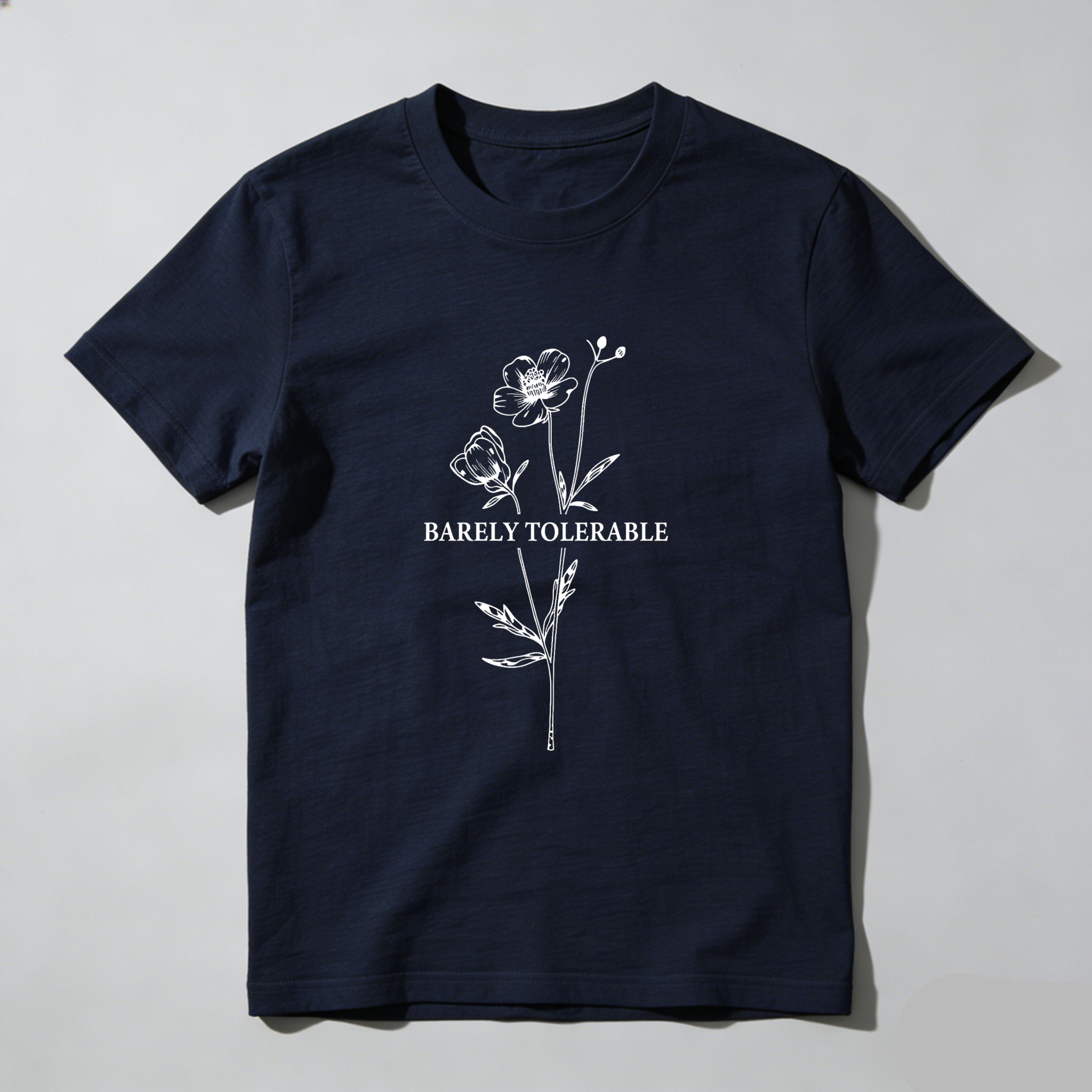 Wardrobecart Barely Tolerable Flower Design Print Tshirt
