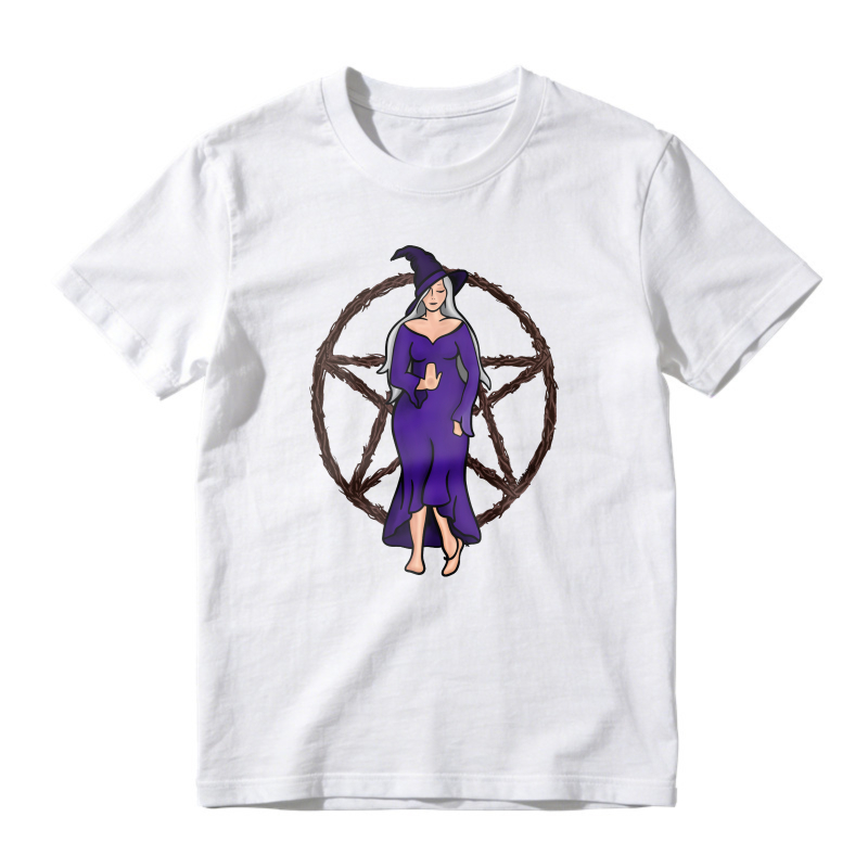 Witch In Purple Dress With Pentagram, Unisex Classic T-shirt