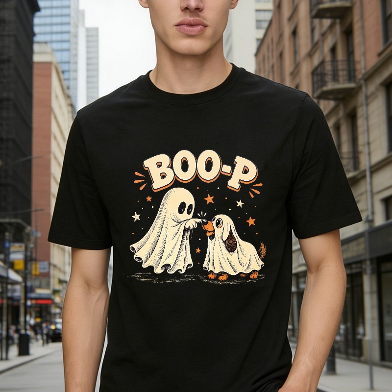 Boo P Cute Ghost And Dog Halloween Funny Unisex Classic T Shirt