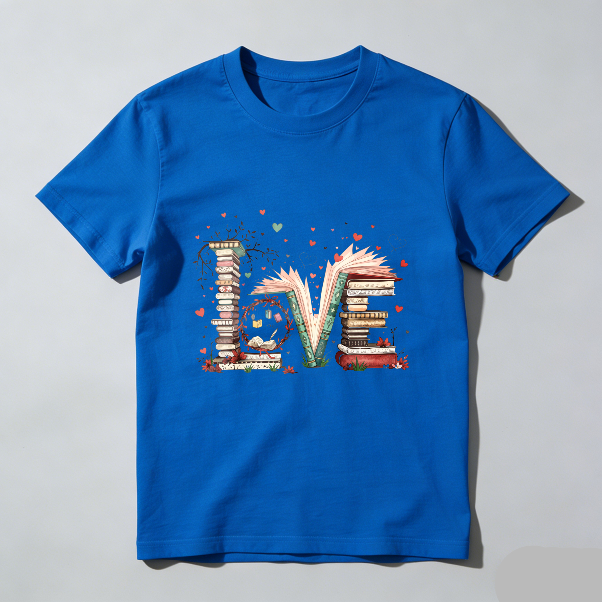 Wardrobecart Love Books Stack Hearts Open Pages Tshirt