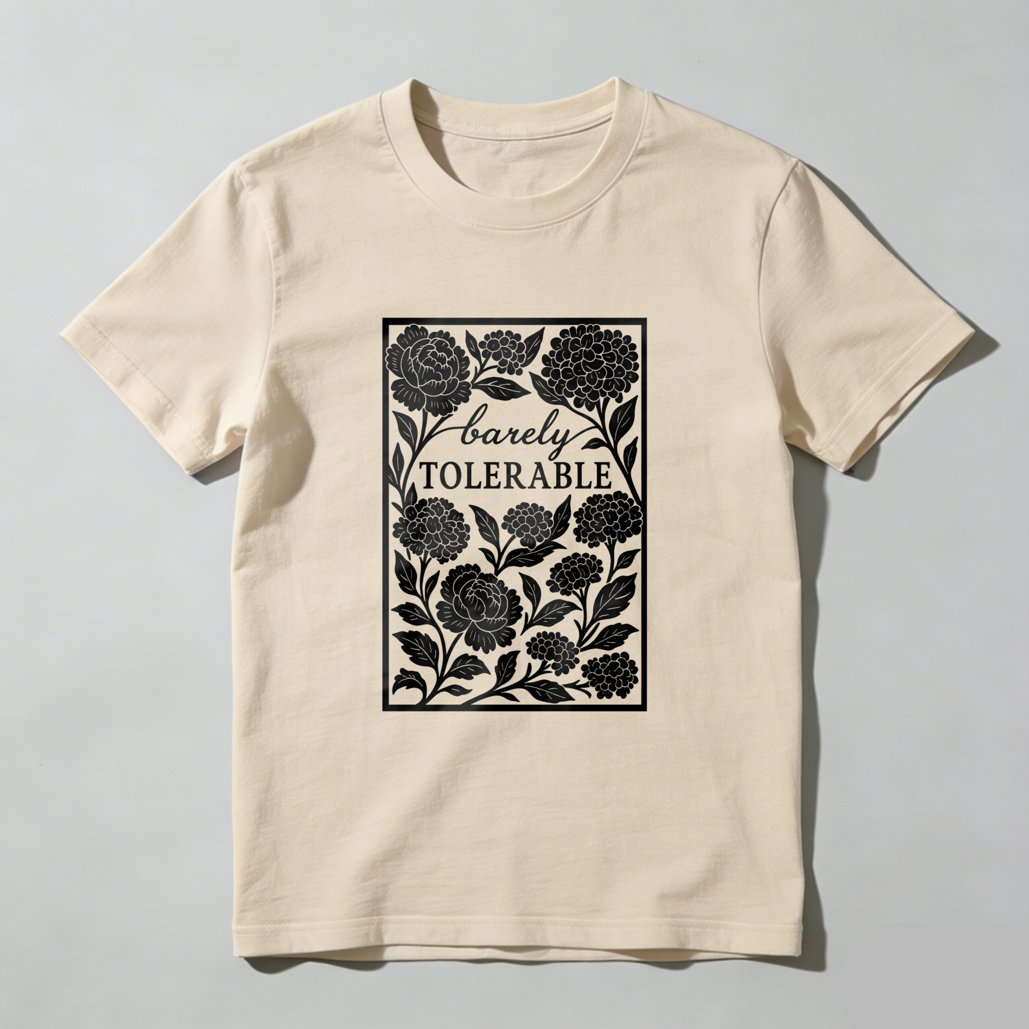 Wardrobecart Barely Tolerable Floral Design Print Tshirt