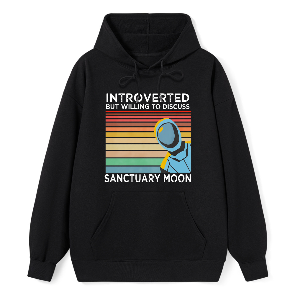 Wardrobecart Introverted But Willing To Discuss Sanctuary Moon Astronaut Retro Gradient Unisex Classic Hoodie