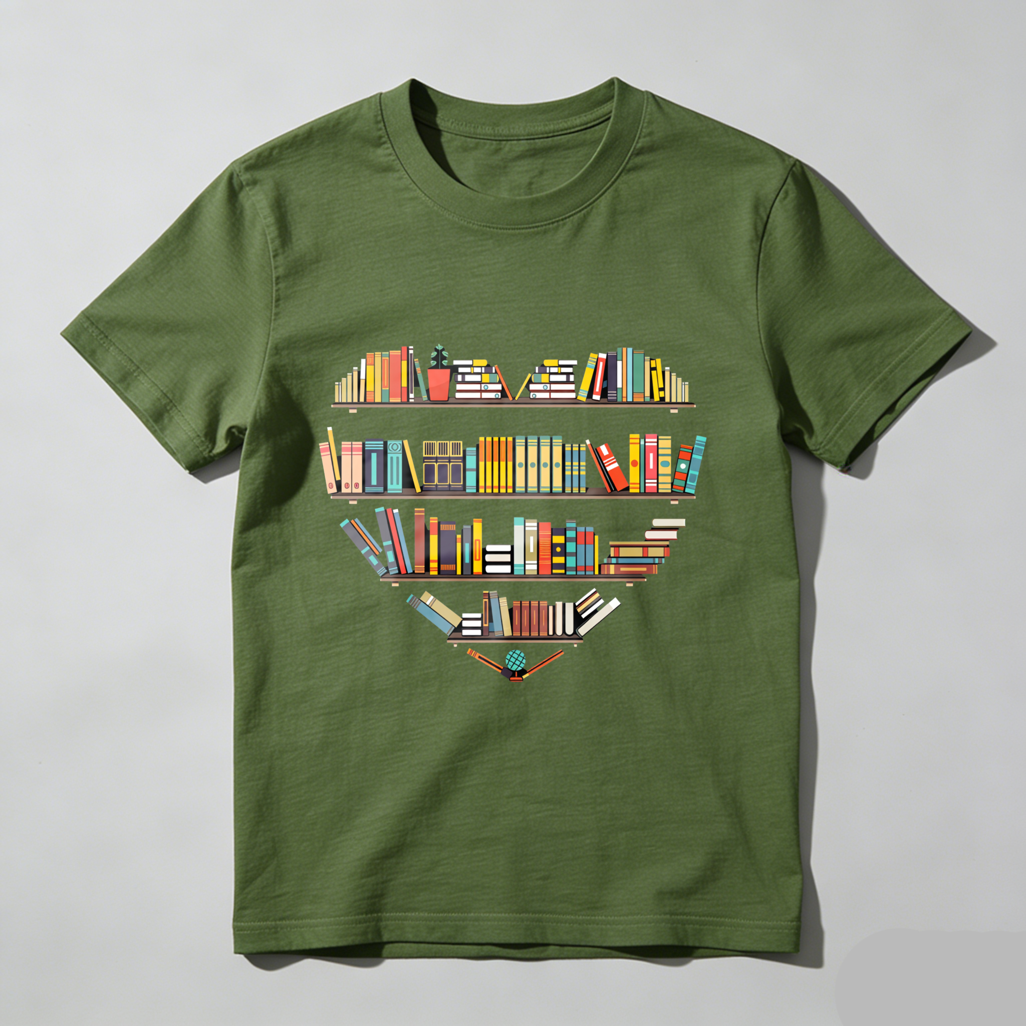 Wardrobecart Bookshelf Design With Colorful Books Tshirt