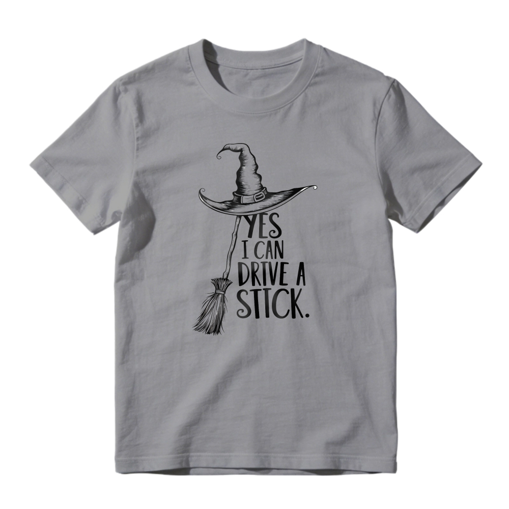 Yes I Can Drive A Stick Witch Broom Halloween Humor Unisex Classic T-shirt