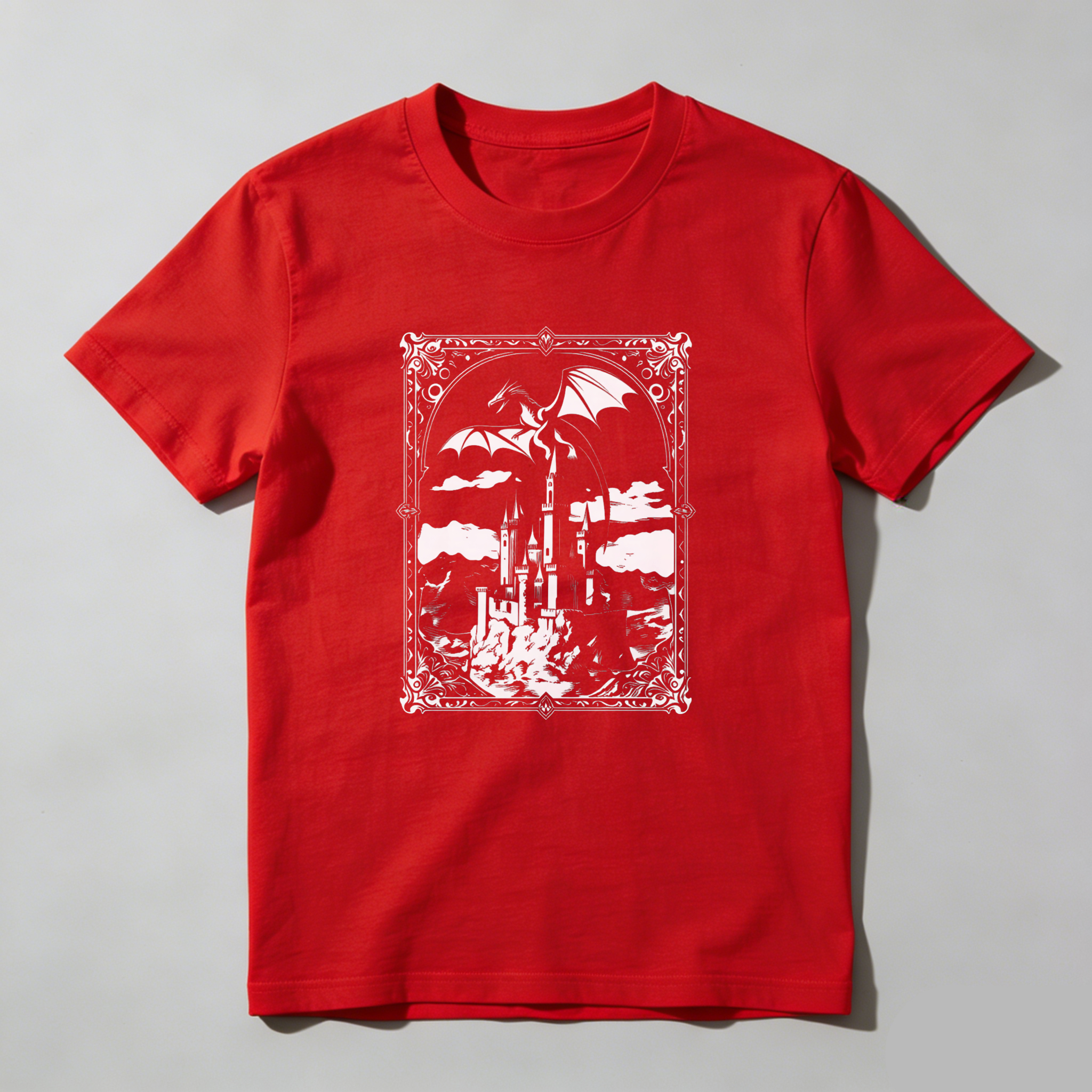 Wardrobecart Dragon Castle Sky Clouds Frame Artwork Design Tshirt