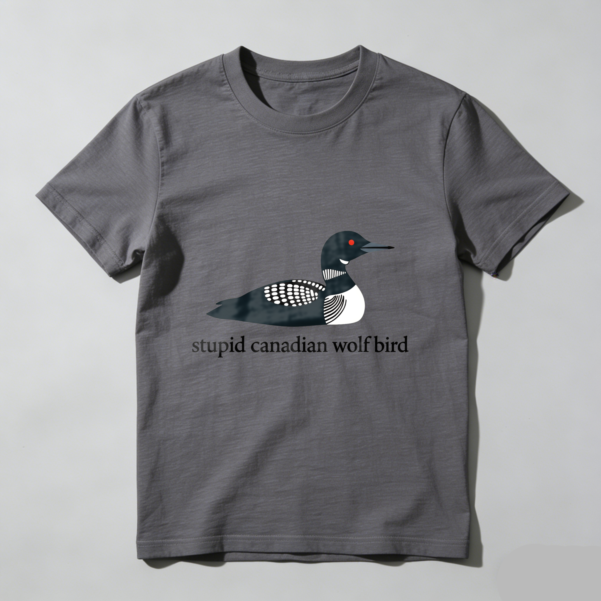 Wardrobecart Loon Bird With Checkered Wings And Red Eye Tshirt