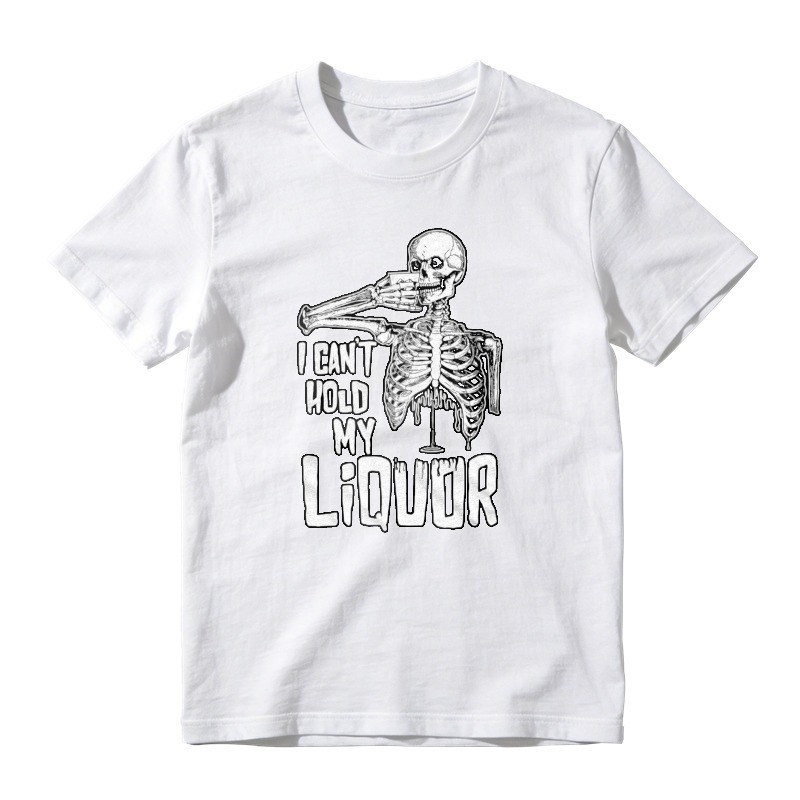 Skeleton Drinking Liquor Funny Quote Graphic T-shirt