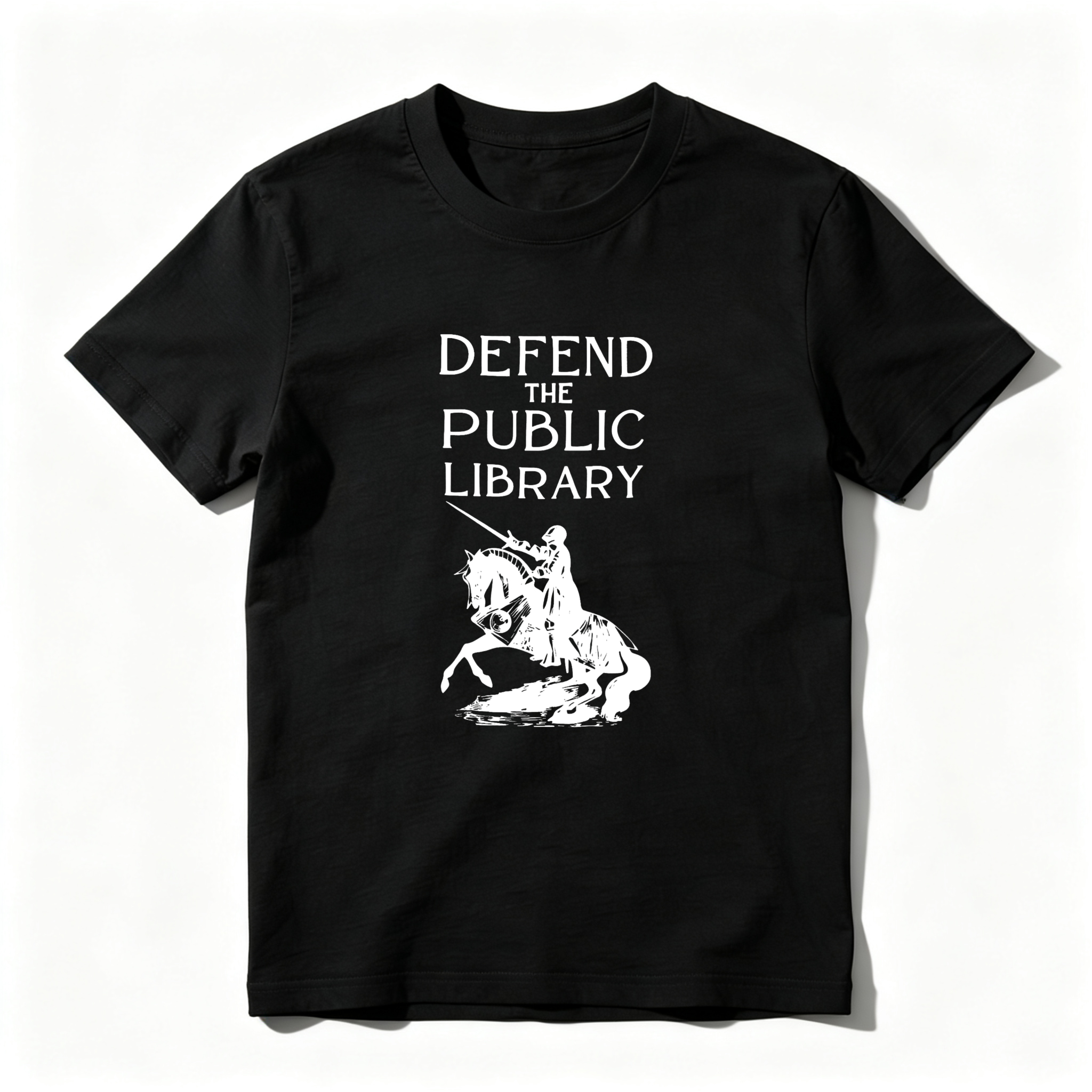 Wardrobecart Defend The Public Library Knight On Horse Tshirt