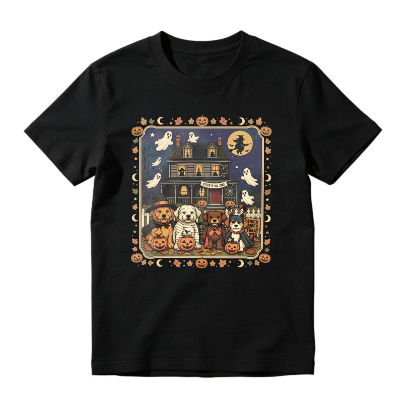 Halloween Haunted House With Cute Dogs And Ghosts, Unisex Classic T-shirt