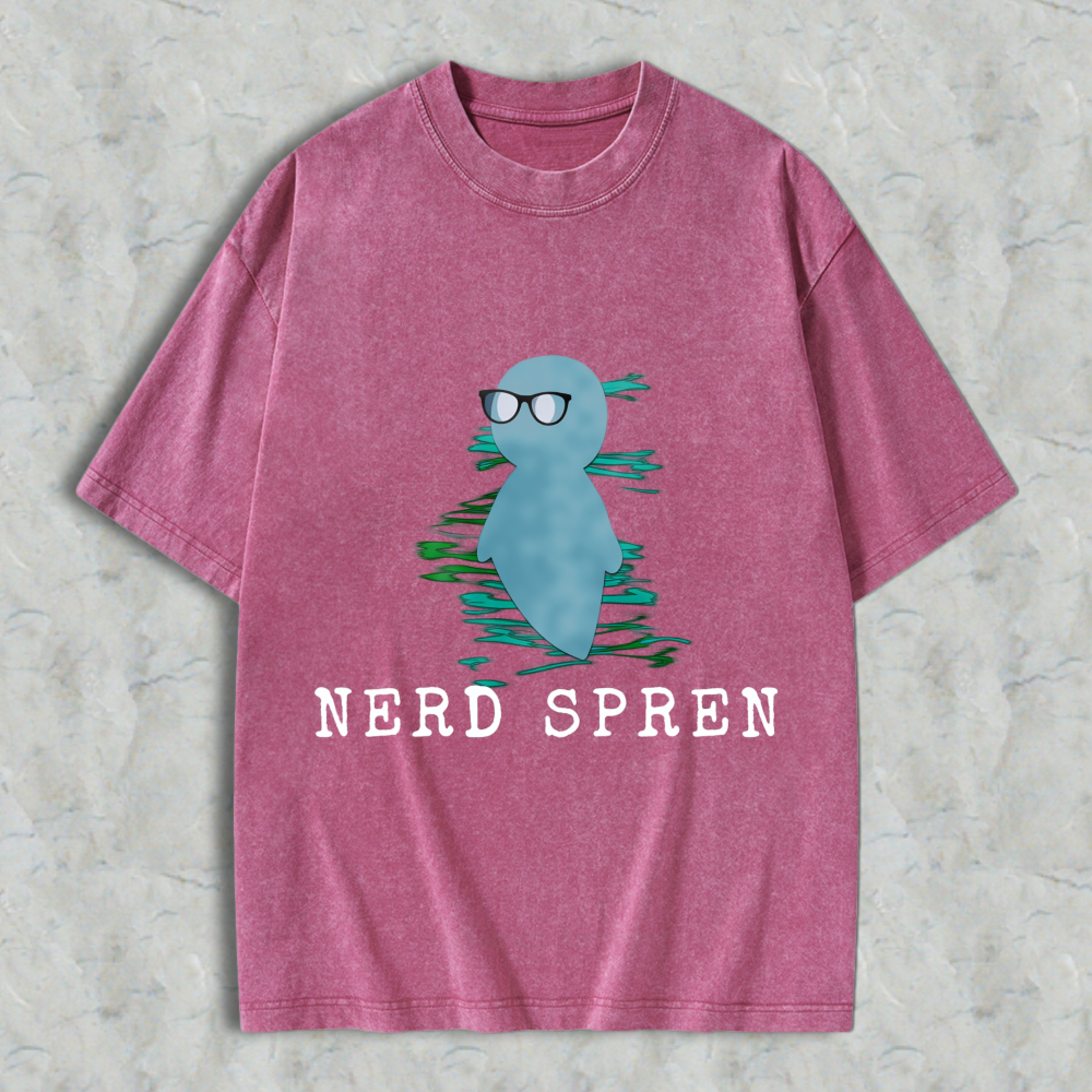 Wardrobecart Nerd Spren Character With Glasses And Water Ripple Effect Unisex Washed T-shirt