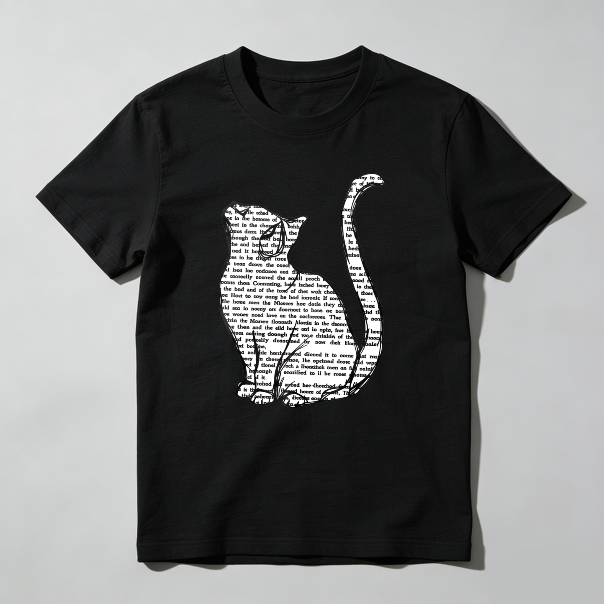 Wardrobecart Cat Silhouette With Text Pattern Tshirt