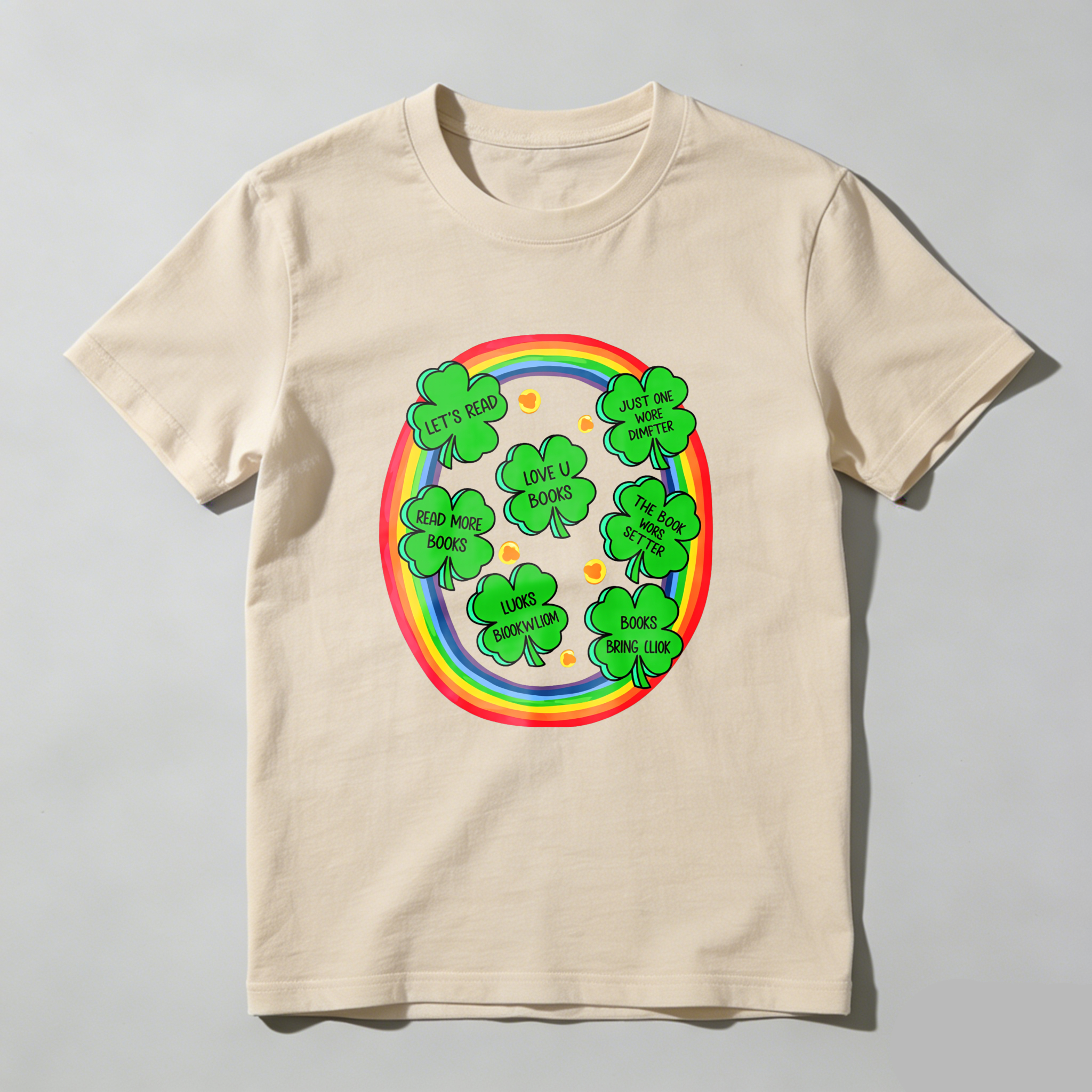 Wardrobecart Rainbow Clover With Messages Inside tshirt