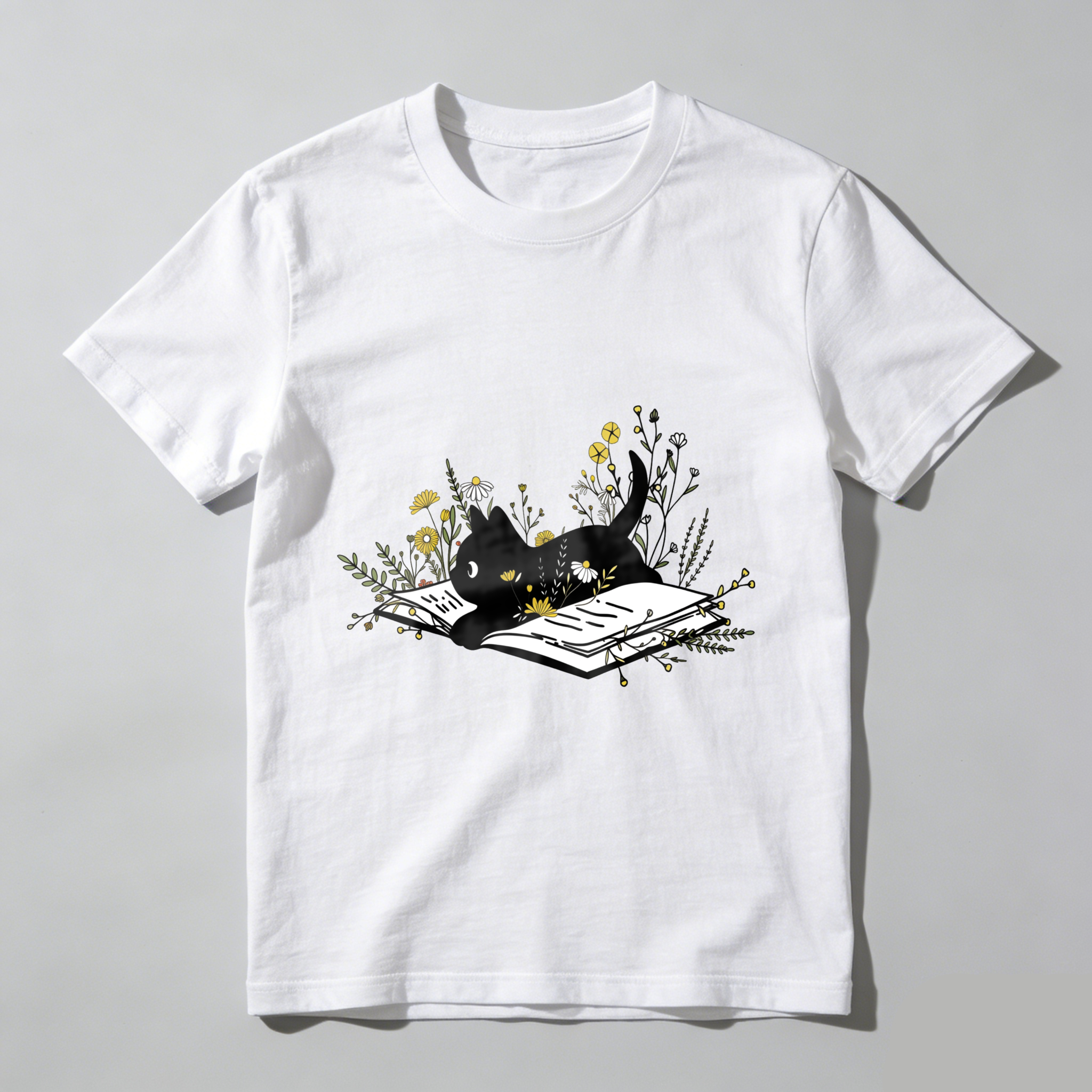 Wardrobecart Open Book With Flowers And Leaves Tshirt
