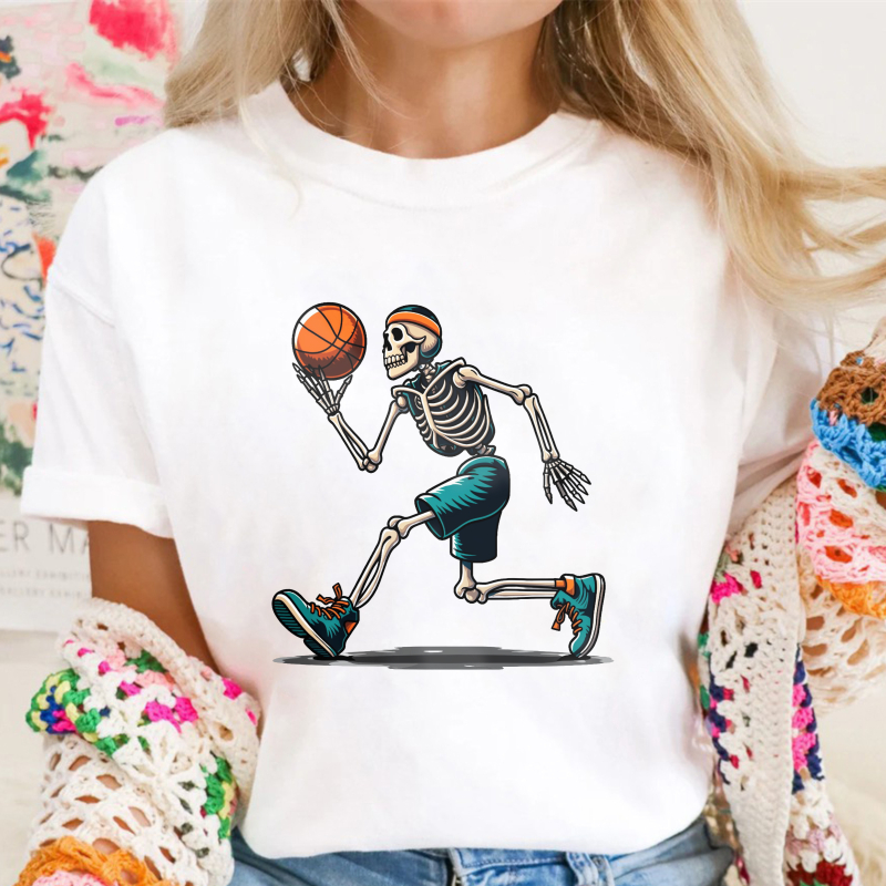 Skeleton Basketball Player Dribbling Ball Graphic Unisex Classic T Shirt