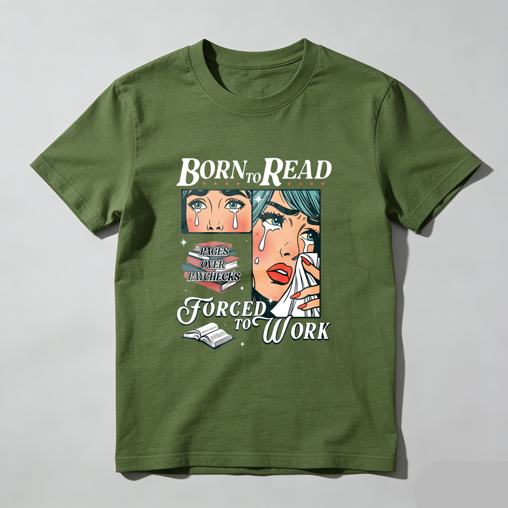Wardrobecart Born To Read Forced To Work Tshirt(3)
