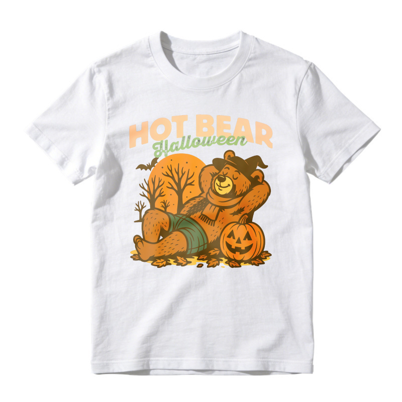 Hot Bear Halloween Pumpkin Scarecrow Autumn Fall Unisex Classic T-shirt