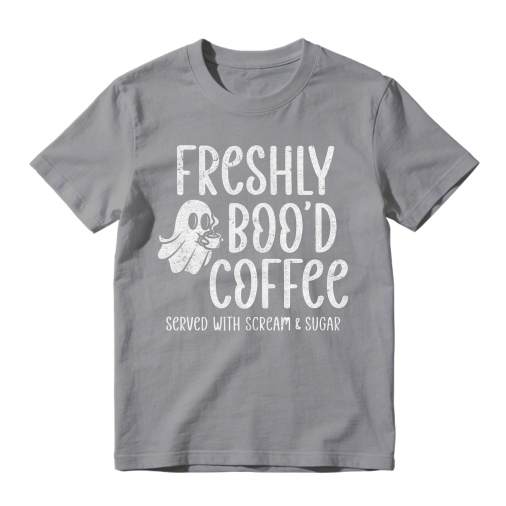 Freshly Bood Coffee Ghost Halloween Funny Quote Served With Scream And Sugar T-shirt